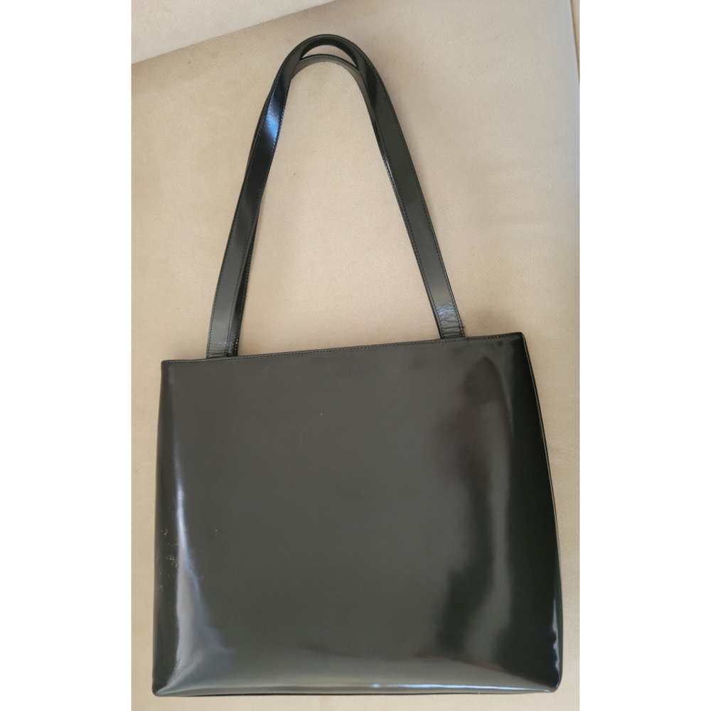 Gucci Vintage Graphite Enamel W/ Chrome Accented Tote Bag - Picture 9 of 11